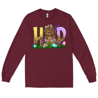 Burgundy Hop rabbit Long Sleeve Tee - NancyCooperArtShop