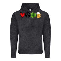 Vintage Black Funny St Patricks Day Love Peace Clover and Beer Vintage Hoodie - Bettercallsaul