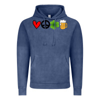 Vintage Denim Funny St Patricks Day Love Peace Clover and Beer Vintage Hoodie - Bettercallsaul