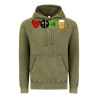 Vintage Olive Funny St Patricks Day Love Peace Clover and Beer Vintage Hoodie - Bettercallsaul