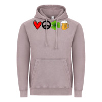 Vintage Zinc Funny St Patricks Day Love Peace Clover and Beer Vintage Hoodie - Bettercallsaul
