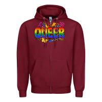 Burgundy queer Zipper Hoodie - FaDigitalArtStudio