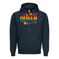 Navy queer Zipper Hoodie - FaDigitalArtStudio