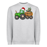 Heather Grey christmas tractor Heavyweight Sweatshirt - CowGirlArtShop