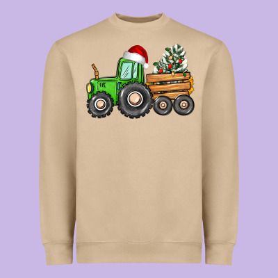 Christmas Tractor Heavyweight Sweatshirt Designed By Cowgirlartshop