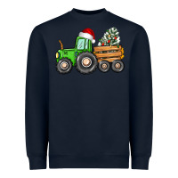 Navy christmas tractor Heavyweight Sweatshirt - CowGirlArtShop