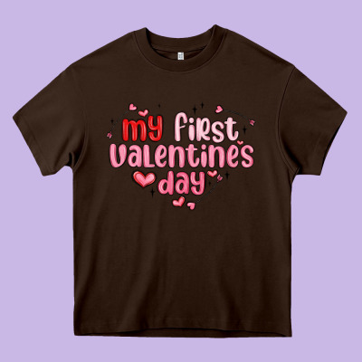 My First Valentines Day Heavy Core Tee Designed By Maliassmallbusiness