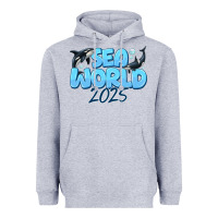 Heather Grey Sea World 2025 Heavyweight Hoodie - CowhideDigitalArt