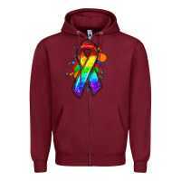 Burgundy Pride ribbon Zipper Hoodie - FaDigitalArtStudio