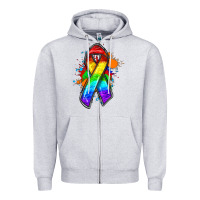 Heather Grey Pride ribbon Zipper Hoodie - FaDigitalArtStudio
