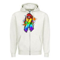 Oatmeal Heather Pride ribbon Zipper Hoodie - FaDigitalArtStudio