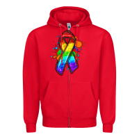 Red Pride ribbon Zipper Hoodie - FaDigitalArtStudio