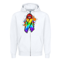 White Pride ribbon Zipper Hoodie - FaDigitalArtStudio