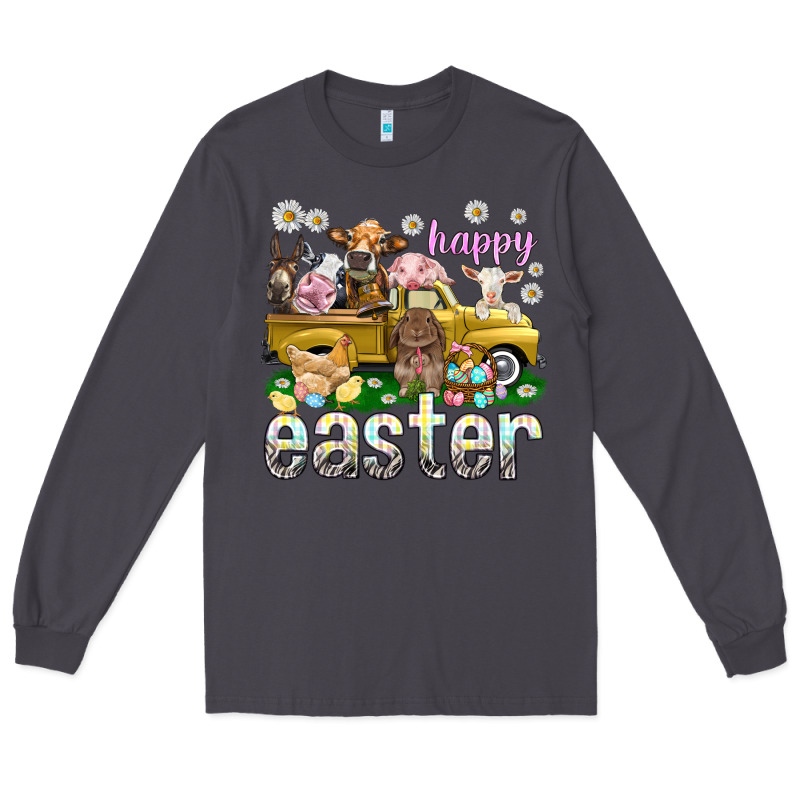 Happy Easter Truck With Farm Animals Long Sleeve Tee by NancyCooperArtShop | Teevron