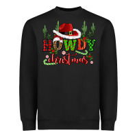 Black howdy christmas cowboy hat Heavyweight Sweatshirt - CowGirlArtShop