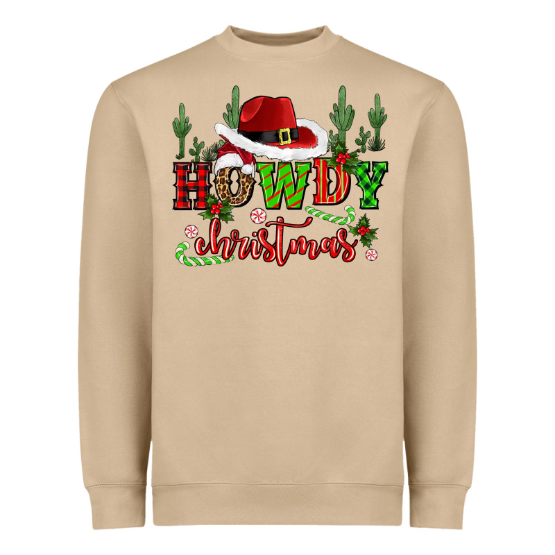 Howdy Christmas Cowboy Hat Heavyweight Sweatshirt by CowGirlArtShop | Teevron