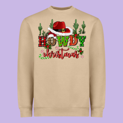 Howdy Christmas Cowboy Hat Heavyweight Sweatshirt Designed By Cowgirlartshop