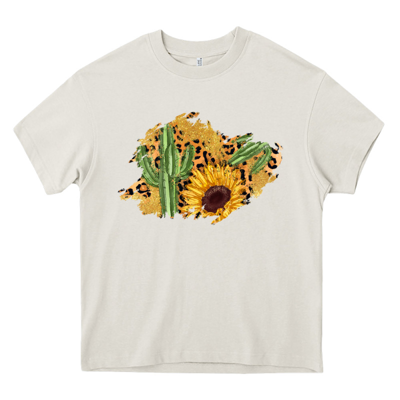 Cactus Leopard Sunflower Glitter  Patch Heavy Core Tee by AdoDesignShop | Teevron