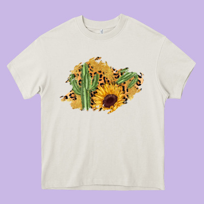 Cactus Leopard Sunflower Glitter  Patch Heavy Core Tee Designed By Adodesignshop