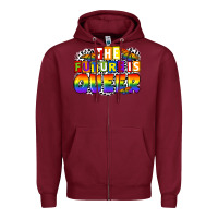 Burgundy the future is queer Zipper Hoodie - FaDigitalArtStudio