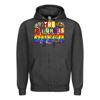Charcoal Heather the future is queer Zipper Hoodie - FaDigitalArtStudio