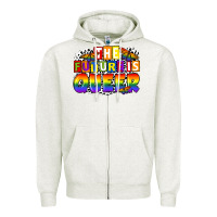 Oatmeal Heather the future is queer Zipper Hoodie - FaDigitalArtStudio