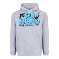 Heather Grey Sea World Family Adventure 2025 Heavyweight Hoodie - CowhideDigitalArt