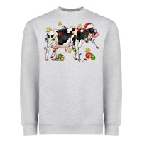 Heather Grey christmas holstein cow Heavyweight Sweatshirt - CowGirlArtShop