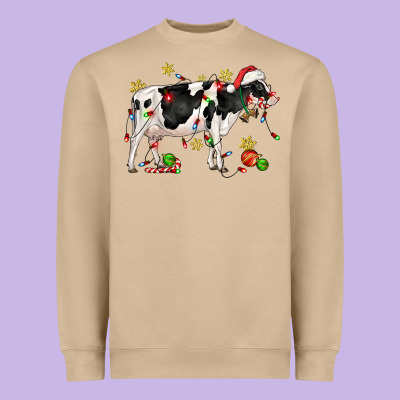 Christmas Holstein Cow Heavyweight Sweatshirt Designed By Cowgirlartshop