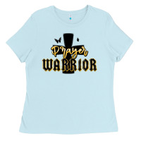 Baby Blue christian prayer warrior Ladies Tee - MaliasSmallBusiness