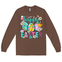 Chestnut Happy Easter eggs Nurse Long Sleeve Tee - NancyCooperArtShop