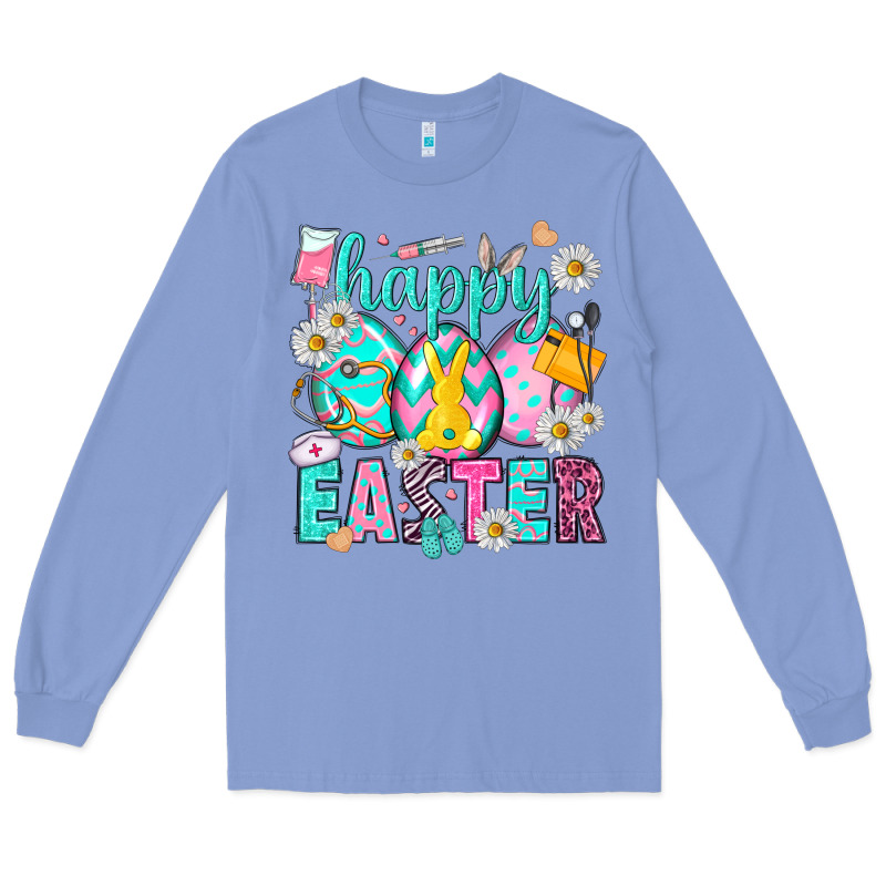 Happy Easter Eggs Nurse Long Sleeve Tee by NancyCooperArtShop | Teevron