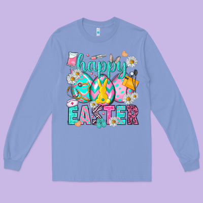 Happy Easter Eggs Nurse Long Sleeve Tee Designed By Nancycooperartshop