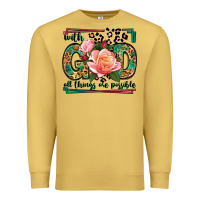 Antique Gold With god all things are possible leopard frame Premium Sweatshirt - LillyAllenDesigns