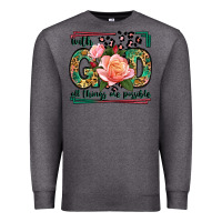 Charcoal Heather With god all things are possible leopard frame Premium Sweatshirt - LillyAllenDesigns