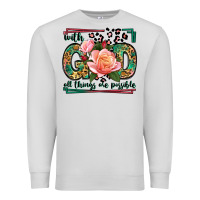 Dove Grey With god all things are possible leopard frame Premium Sweatshirt - LillyAllenDesigns