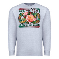 Heather Grey With god all things are possible leopard frame Premium Sweatshirt - LillyAllenDesigns