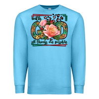 Ocean Blue With god all things are possible leopard frame Premium Sweatshirt - LillyAllenDesigns