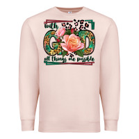 Pale Pink With god all things are possible leopard frame Premium Sweatshirt - LillyAllenDesigns
