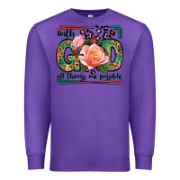 Purple With god all things are possible leopard frame Premium Sweatshirt - LillyAllenDesigns