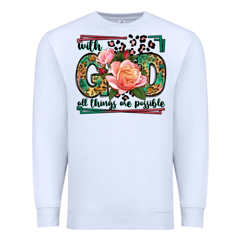 With God All Things Are Possible Leopard Frame Premium Sweatshirt by LillyAllenDesigns | Teevron