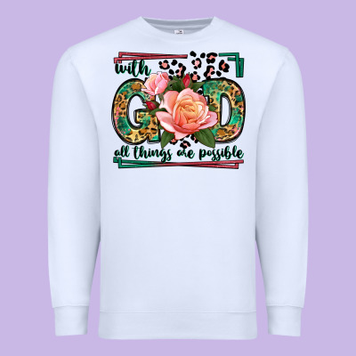 With God All Things Are Possible Leopard Frame Premium Sweatshirt Designed By Lillyallendesigns