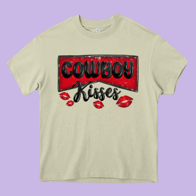 Cowboy Kisses Heavy Core Tee Designed By Maliassmallbusiness