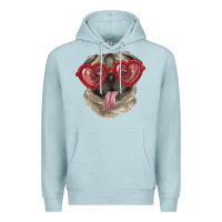 Blue Mist pug with love glasses Premium Hoodie - RanaPortraitStore