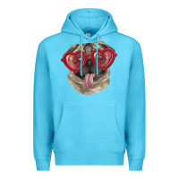 Ocean Blue pug with love glasses Premium Hoodie - RanaPortraitStore