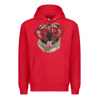 Red pug with love glasses Premium Hoodie - RanaPortraitStore