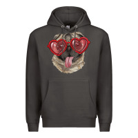 Smoke pug with love glasses Premium Hoodie - RanaPortraitStore