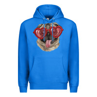 True Royal pug with love glasses Premium Hoodie - RanaPortraitStore
