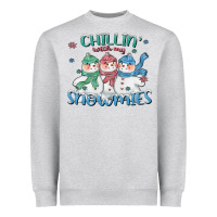 Heather Grey chillin with my snowmies Heavyweight Sweatshirt - CowGirlArtShop