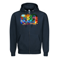 Navy Au-some dad Autism Zipper Hoodie - FaDigitalArtStudio